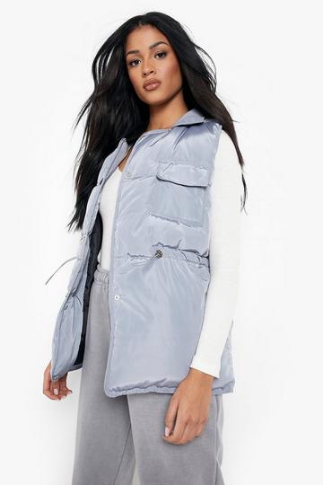 Tall Button Front Gilet grey