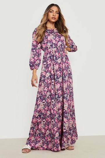 Paisley Open Back Maxi Dress blue