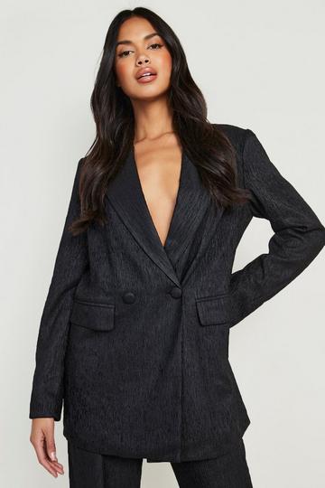 Textured Double Breasted Blazer black