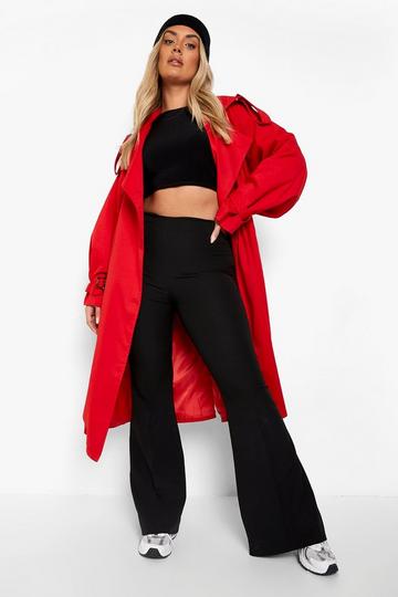 Plus Belted Trench Coat red