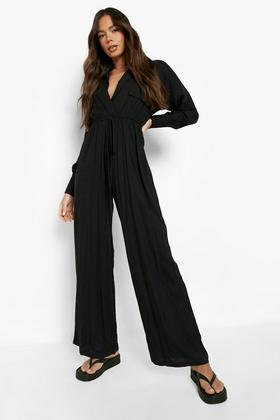 Women's Button Front Cargo Jumpsuit