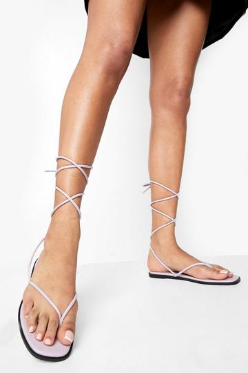 Lilac Purple Super Skinny Wrap Up Sandal