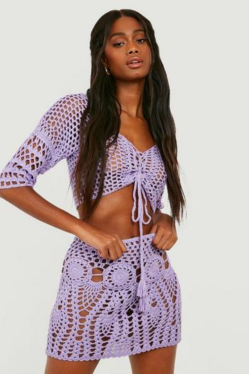 Premium Lace Up Crochet Co-ord lilac