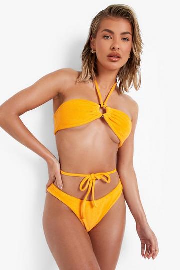 Towelling Tie Waist Bikini Brief orange