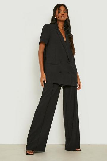 Premium Textured Wide Leg Trousers black