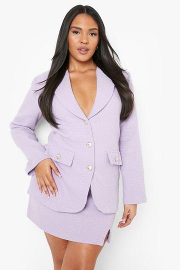 Plus Boucle Double Breasted Blazer lilac