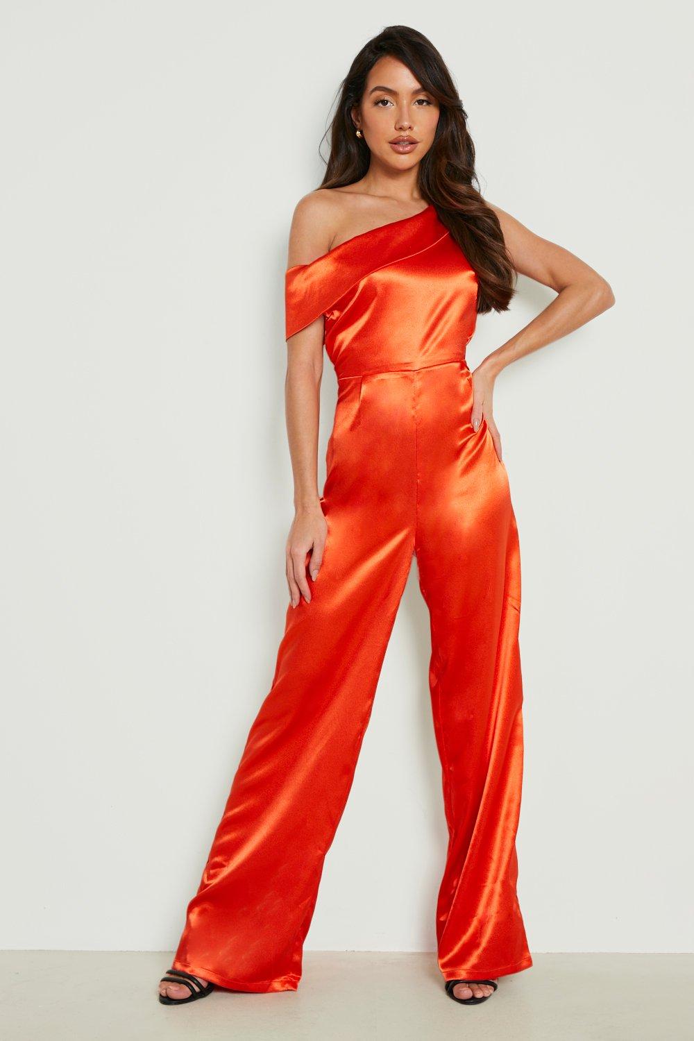 satin orange jumpsuit