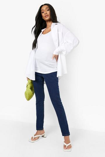 Maternity Elasticated Waist Skinny Jeans mid blue