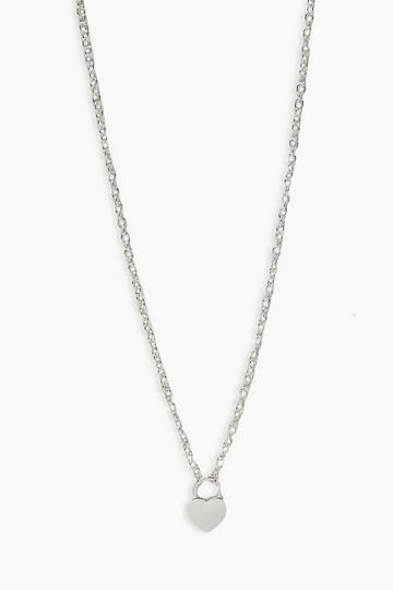 Mini Heart Shape Padlock Necklace silver