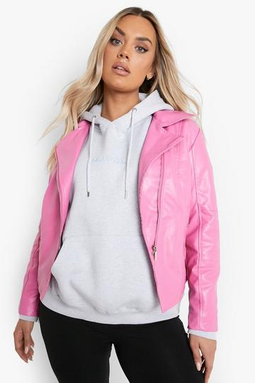 Pink Plus Pu Moto Jacket