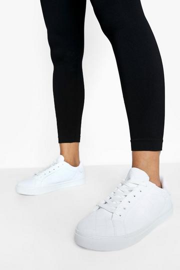 Quilted Lace Up Trainer white