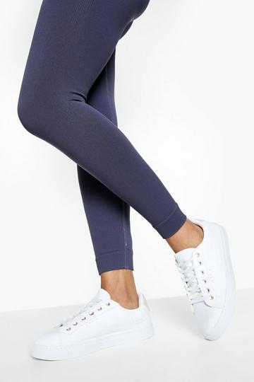 Stitch Detail Lace Up Trainer white_nude