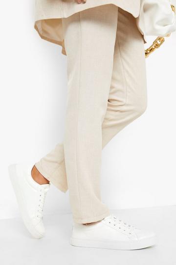 Croc Pu Lace Up Trainer white