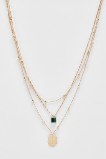 Gold Hammered Oval Pendant Necklace gold