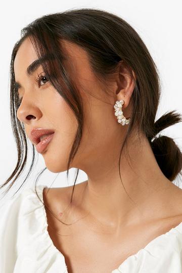 Pearl Embellished Hoop Earrings pearl