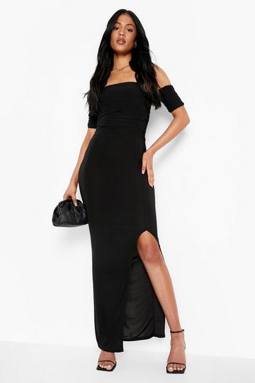 Tall Off The Shoulder Slinky Maxi Dress black