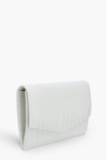 White Croc Envelope Mini Clutch