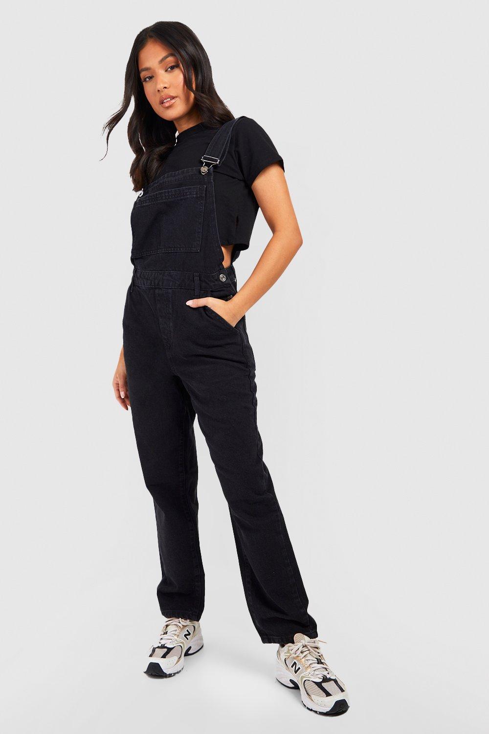 black tailored dungarees