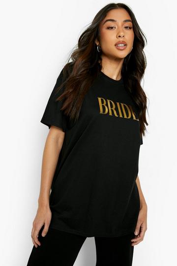Foil Print Bride Oversized T Shirt black