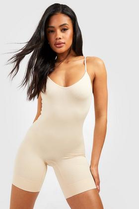 WANNABE Bodycon Jumpsuit - White Long Sleeves / S