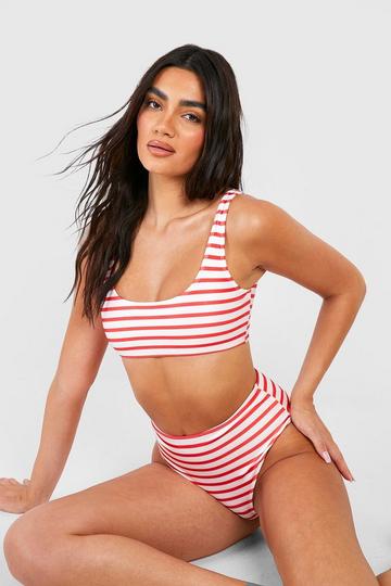 Nautical High Waisted Bikini Brief red
