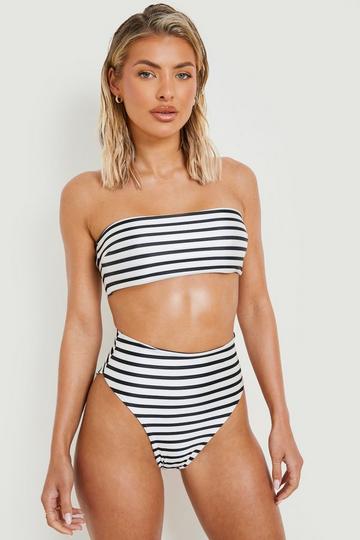 Nautical High Waist High Leg Bikini Brief black