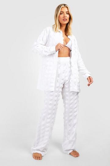 Textured Crinkle Beach Trousers white