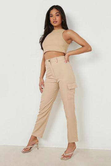 Petite Straight Leg Cargo Trouser stone