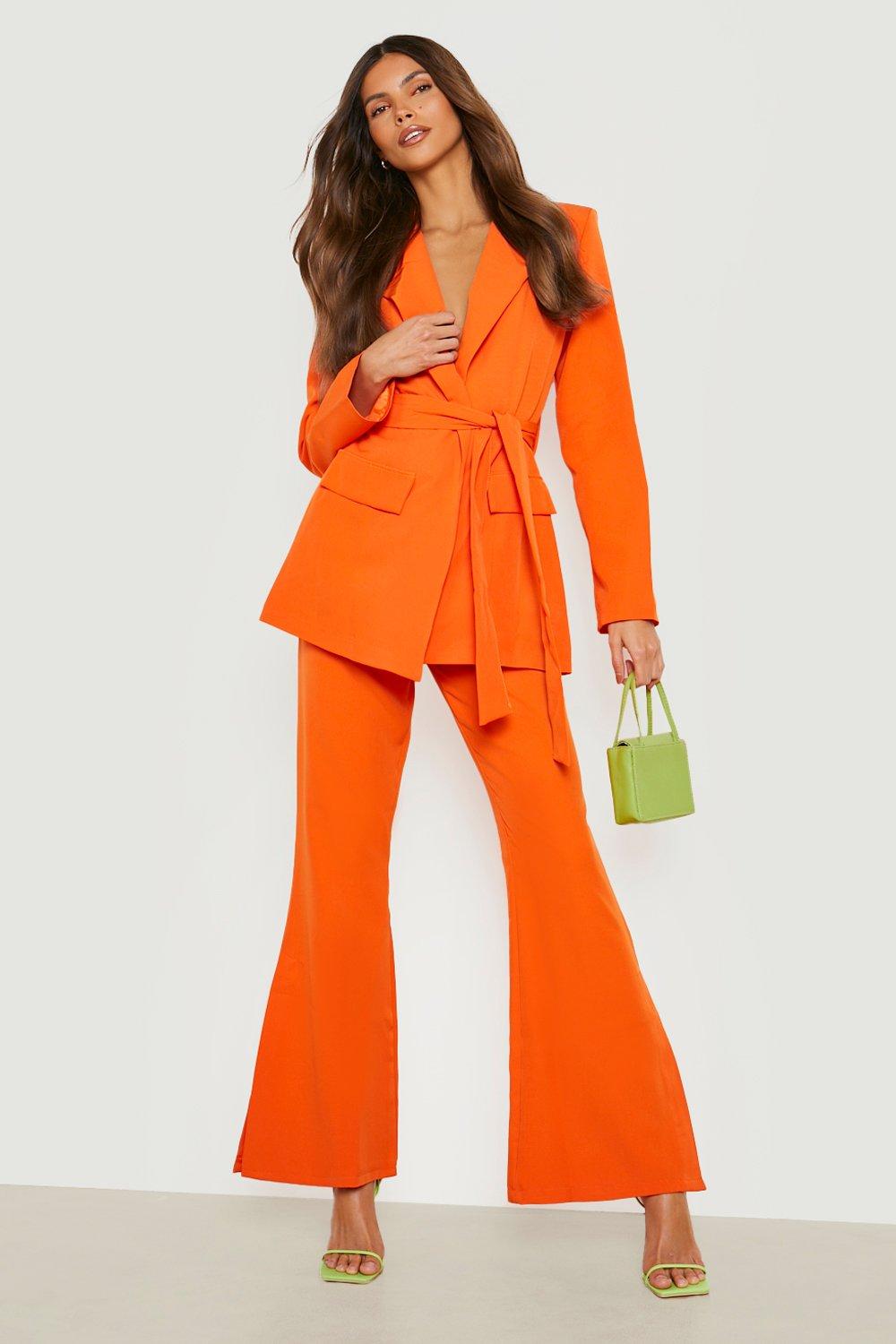 ladies orange trouser suit