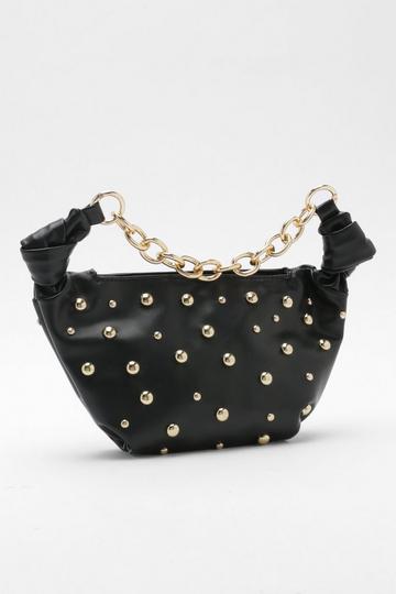 Black Mini Quilted Studded Chain Shoulder Bag