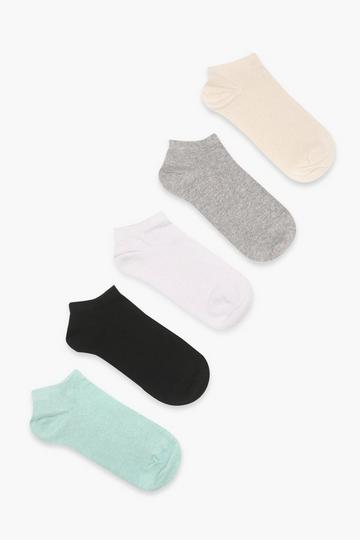 Coloured Trainer Liner Socks 5 Pack multi