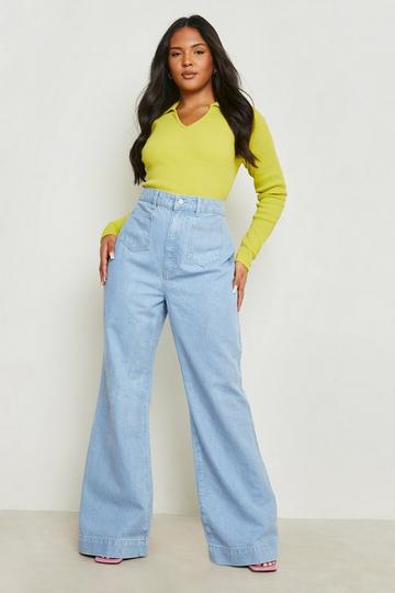 Plus Light Wash Flare Jeans light blue