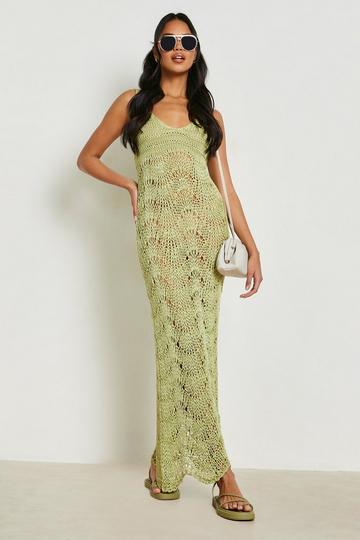 Crochet Scallop Scoop Beach Dress washed lime