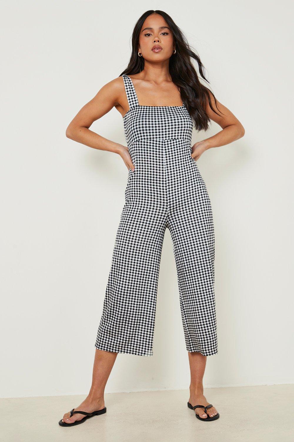 gingham and heels jumpsuit