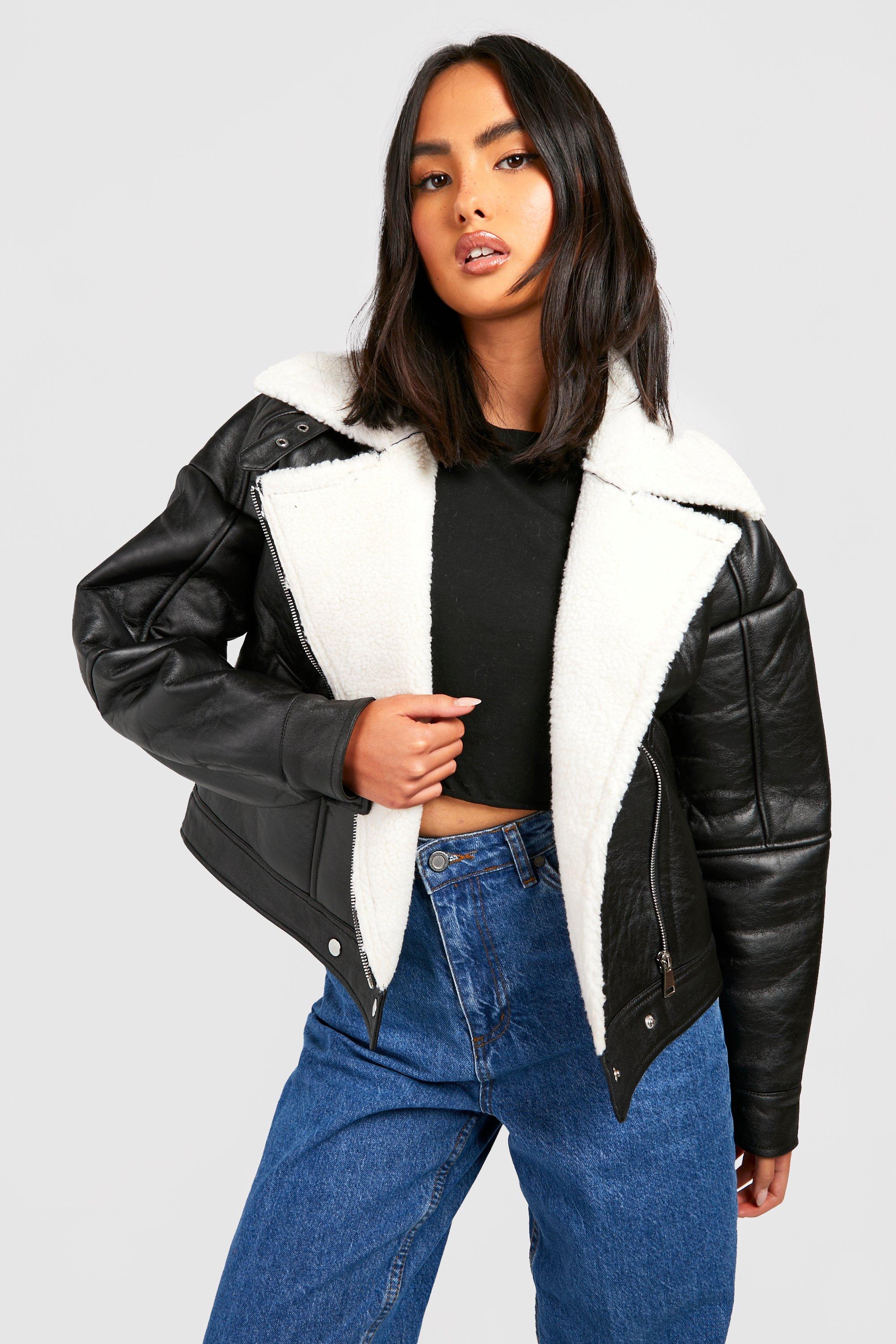 Boohoo cropped shop aviator jacket