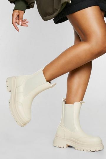 Chunky Wave Sole Chelsea Boots cream