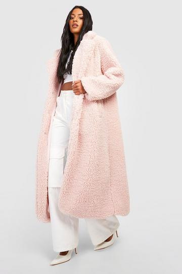 Tall Oversized Teddy Coat dusky pink