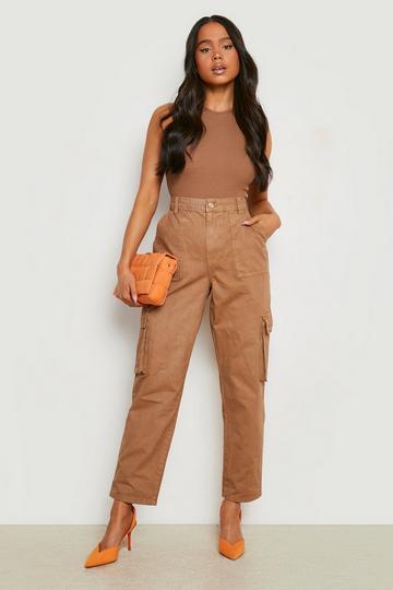 Petite Straight Leg Cargo Trouser brown