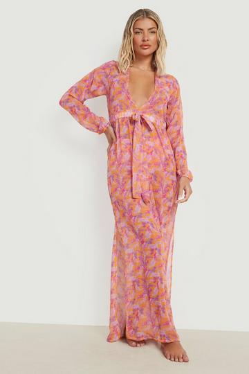 Tropical Maxi Beach Kaftan orange
