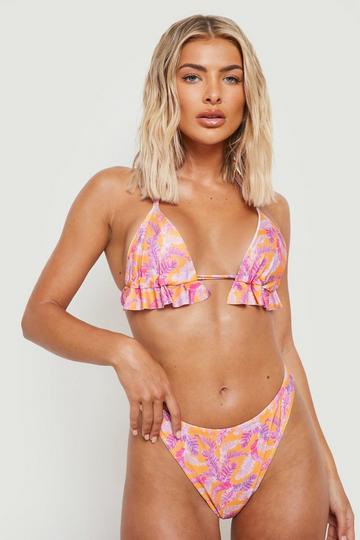 Tropical High Leg Bikini Brief orange