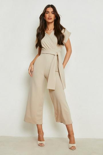 Tie Waist Culotte Jumpsuit stone
