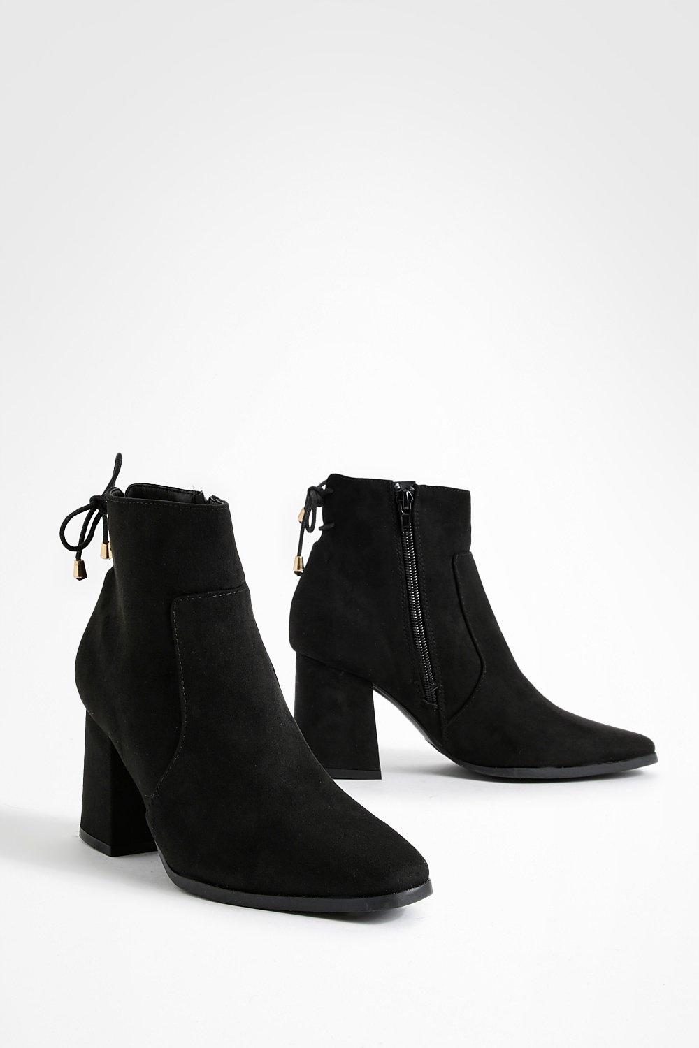 Wide fit black suedette block hotsell heel chunky boots