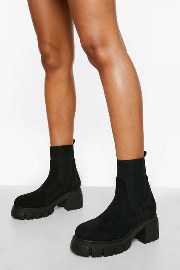 Wide Fit Chunky Heel Sock Boots black