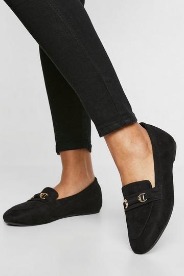 Round Toe Single Bar Trim Loafers black