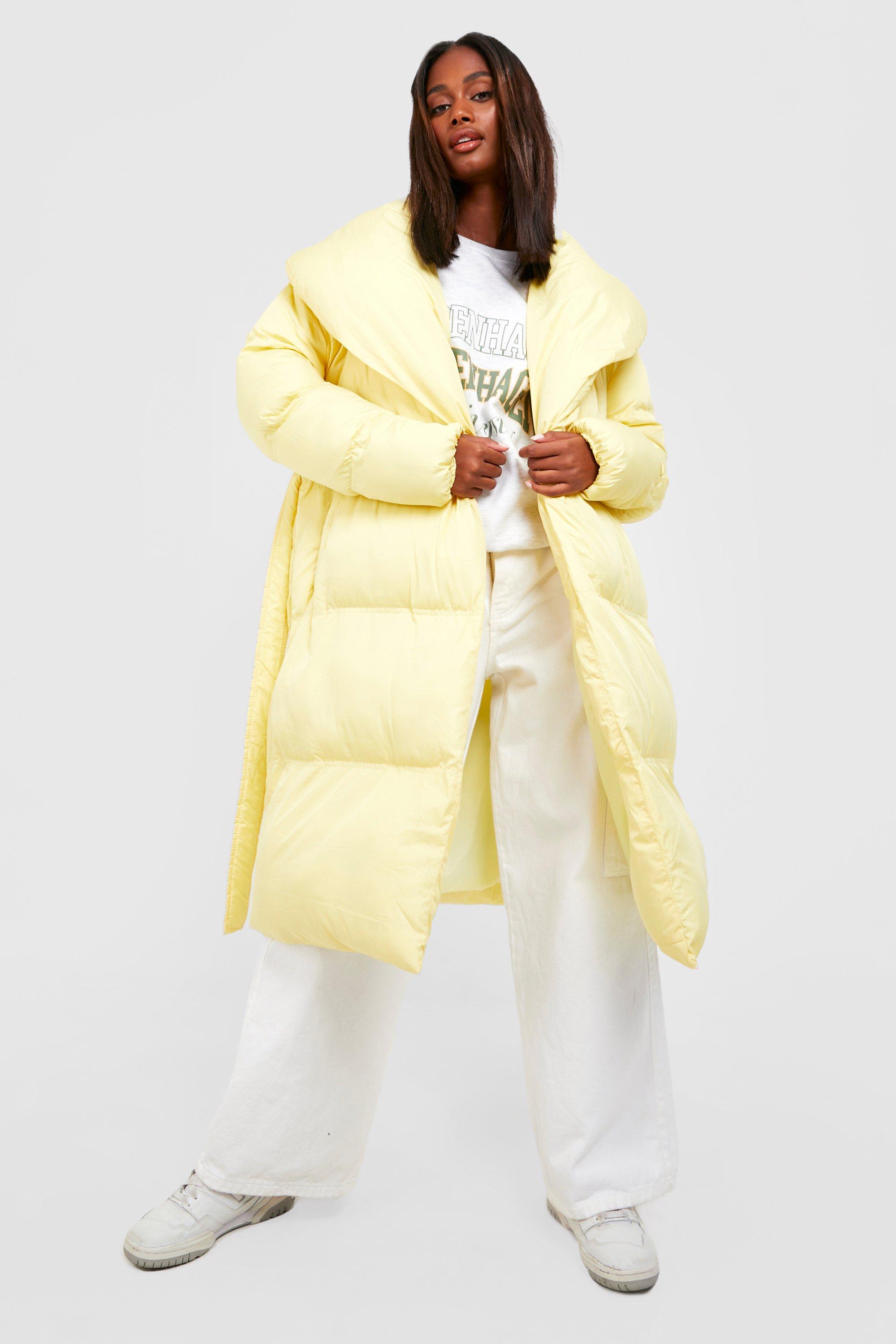 long yellow puffer coat