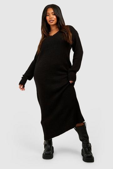 Plus Slouchy Soft Knit Maxi Knitted Dress black