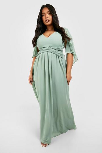 Sage green bridesmaid dresses with sleeves | boohoo UK