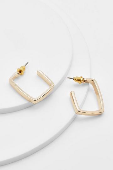 Metallic Simple Gold Chunky Square Earrings