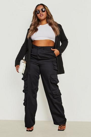 Plus Multi Pocket Straight Leg Cargo Trouser black