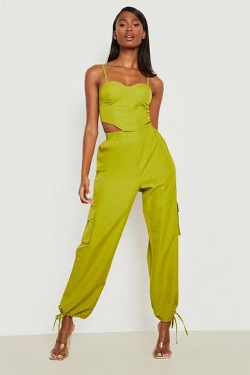 Tie Ankle Cargo Pants chartreuse
